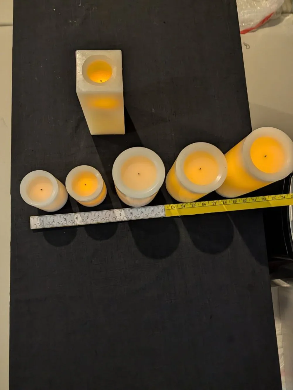 Real Wax Flameless LED Candle Lot - Varying Sizes, Amber Flicker Glow (Set of 6